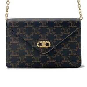 Celine Triomphe Maillon Chain Wallet Brown